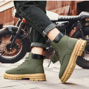 High Top Boots Men's Leather Shoes Fashion Motorcycle Ankle Boots for Men Winter Boots Man Shoes Lace-Up Botas Hombre