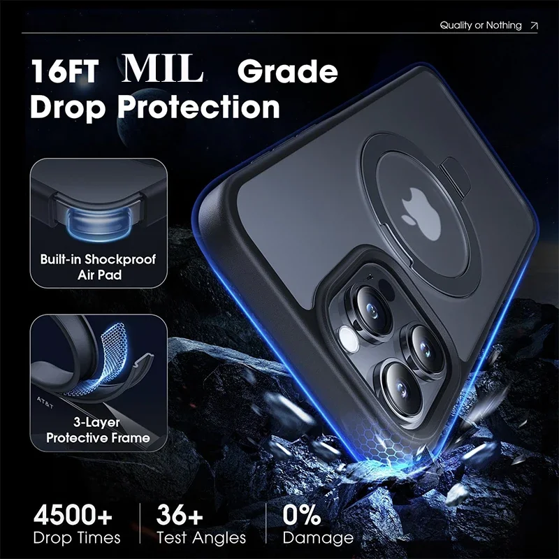 Matte Magnetic Mobile Phone Case with Ring Stand for iPhone 16 15 14 Pro Max Case Plus 13 11 12 Mobile Cases Translucent Cover - Image 6