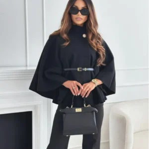 Elegant Autumn Solid Jackets Fashion Women Single Breasted Batwing Sleeve Thick New Coats Casual Loose Office Lady Chic jacket