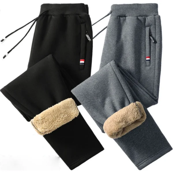 Winter Lambswool Warm Casual Pants Men's Fitness Jogging Sweatpants Male Solid Drawstring Bottoms Fleece Straight Trousers M-5Xl - Image 2