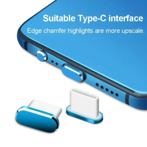 2pcs Metal Type-C Dust Plug USB Charging Port Protector Anti-dust Plug Cover Cap for Samsung Huawei Xiaomi Phone Dustplug Caps