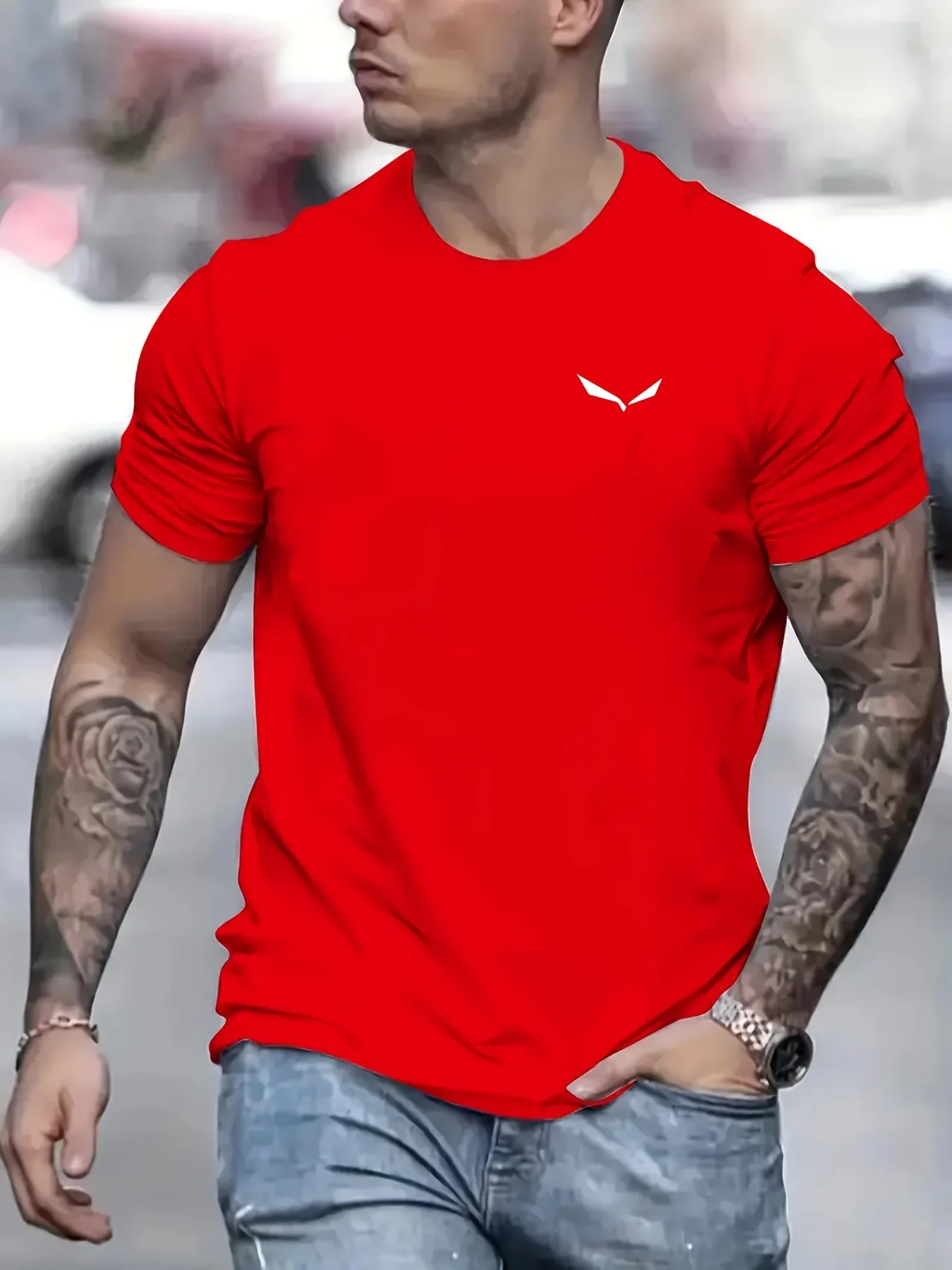 Men's Summer Loose Size 100% Cotton Bird Print Slim Fit Casual Round Neck Short Sleeve T-shirt Top - Image 3