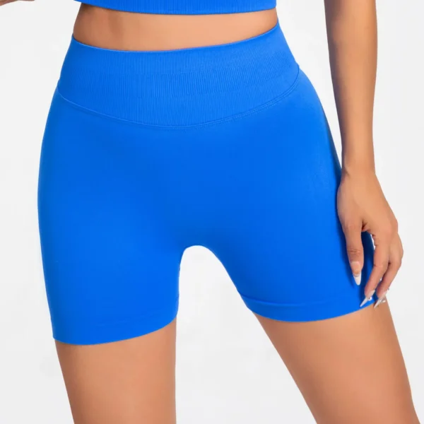 NCLAGEN Impact Shorts Women Fitness Sports Biker 4.5" Low Ribbed Band Gym Shorts Workout Scrunch Butt Yoga Seamless Leggings - Image 4