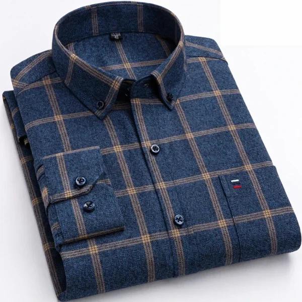 Pure Cotton Men's Plaid Shirt Long Sleeve Regular Fit Men Casual Oversized Shirt Leisure Autumn Male Blouse New Plus Size - Image 2