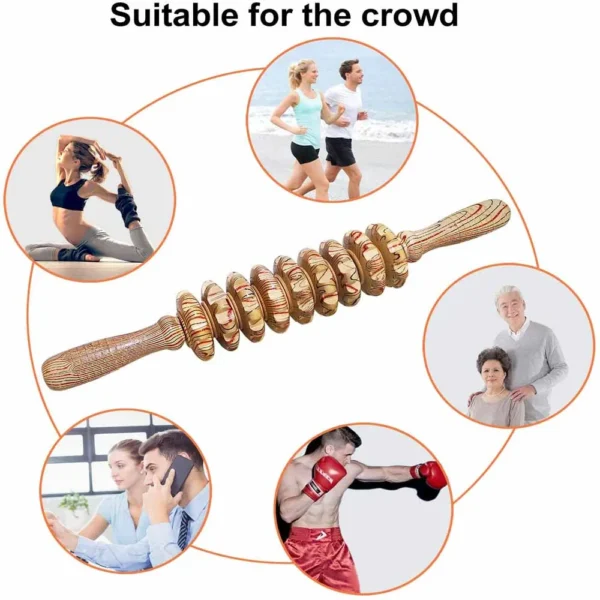 Wooden Therapy Massager Roller Trigger Point Massager Stick for Fascia Cellulite Muscle & Abdomen Body, Muscle Belly Relief Tool - Image 6