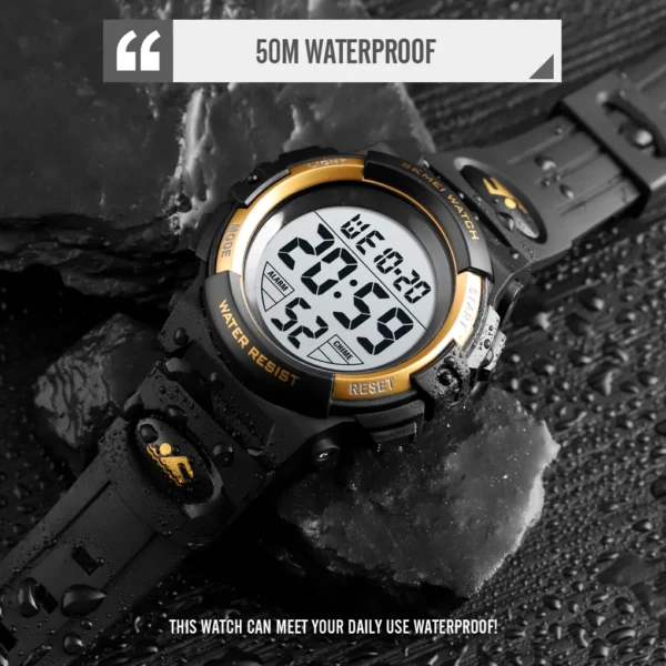 SKMEI 1266 Children's Watches for Boy Girl Color LED Display Digital Alarm Clock Waterproof Sports Kids Wristwatches 1548 Reloj - Image 5