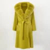 Natural Real Fox Fur Collar Jacket Winter Wool Woolen Long Fur Ladies Women Warm Outerwear Casual Clothes for Lady - Image 4