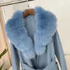 Natural Real Fox Fur Collar Jacket Winter Wool Woolen Long Fur Ladies Women Warm Outerwear Casual Clothes for Lady - Image 5