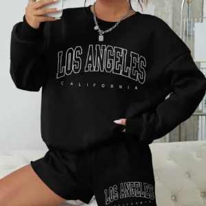 Korean Trend Woman Sweatshirts California West Coast Print Female hoodie Long Sleeves O-neck Pullovers Sporty and Rich Clothing