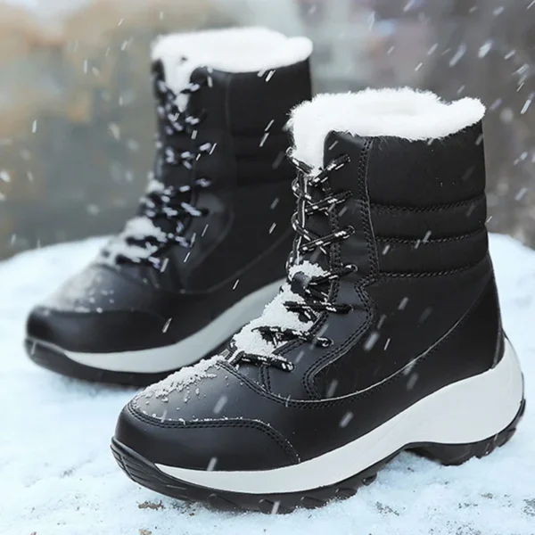 Women Boots Waterproof Heels Boots For Winter 2023 Tren Platform Ankle Boots Keep Warm Snow Shoes Plush Outdoor Short Boots - Image 3