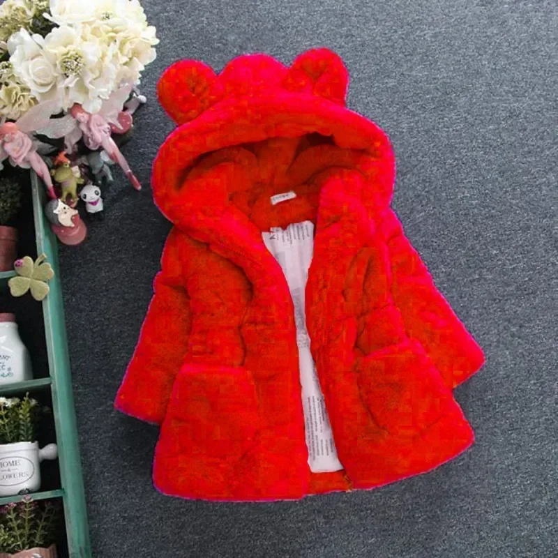 Baby Girls Warm Winter Coats Thick Faux Fur Fashion Kids Hooded Jacket Coat for Girl Outerwear Children Clothing 2 3 4 6 7 Years - Image 3