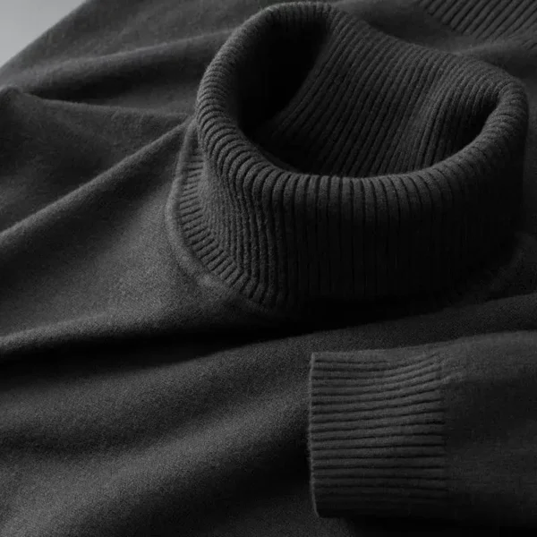 New Mens Knitted Sweaters Solid Color Turtleneck Breathable Pullovers Warm Outdoor Basic Streetwear autumn Business Tops - Image 3
