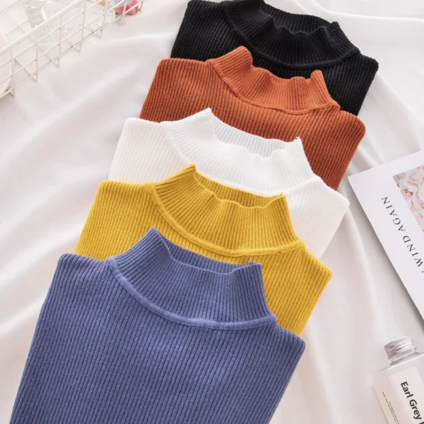 Women Turtleneck Sweater Knitted Soft Pullovers cashmere Jumpers Basic Solid Soft Sweaters Women Autumn Winter Casual Top - Image 4