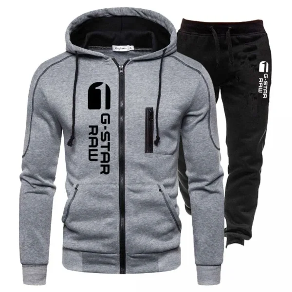 Fashion Print Tracksuit for Man Zipper Hooded Sweatshirt and Sweatpants Two Pieces Suits Male Casual Fitness Jogging Sports Sets - Image 2