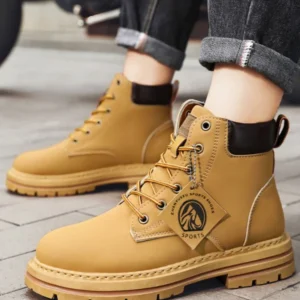 High Top Boots Men's Leather Shoes Fashion Motorcycle Ankle Boots for Men Winter Boots Man Shoes Lace-Up Botas Hombre