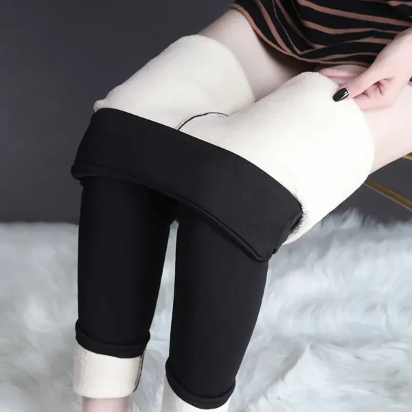 SALSPOR Winter Autumn Leggings Women Velvet 250G High Waist Solid Color Skinny Thick Warm Leggings Casual Prevent Cold Pants - Image 4