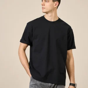 SIMWOOD 2024 Summer New 250g 100% Cotton Fabric T-shirt Men High Quality Solid Color Drop Sleeve Loose Tshirts Oversize Tops