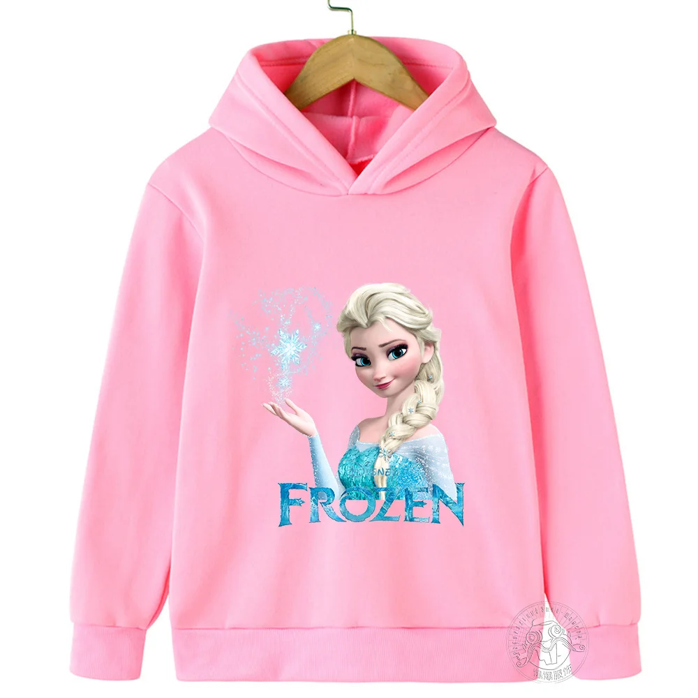 Disney Children's Hoodie Frozen Printing Sweater Kid Princess Elsa Children's Pullover Long Sleeve kid Girls' Hooded Sweatshirt