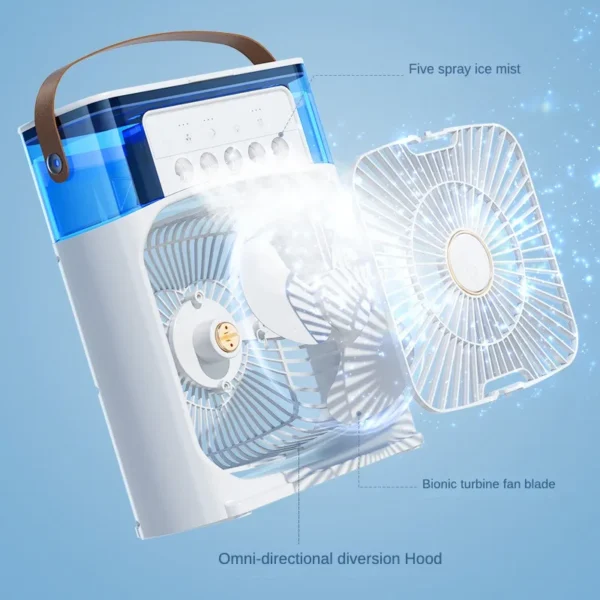 Portable Humidifier Fan AIr Conditioner Household Small Air Cooler Hydrocooling Portable Air Adjustment For Office 3 Speed Fan - Image 6