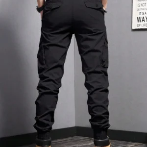 Casual Side Flap Pockets Workwear Tapered Pants, Men's Cargo Pants For Spring Fall Outdoor