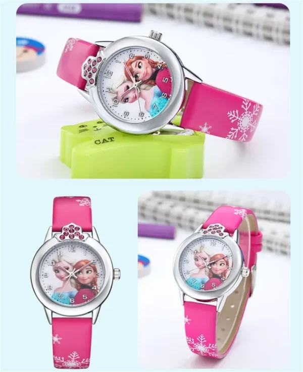 Disney Frozen Princess Kids Watches Leather Strap Cute Children's Cartoon Wristwatches Gifts for Festivals Kids Girl watches - Image 3