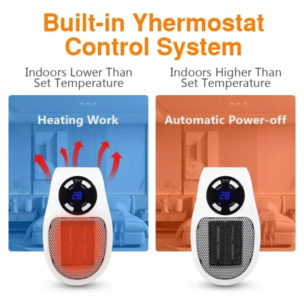 Portable Heater Electric Heater Plug In Wall Room Heater Home Appliance Heating Stove Mini Radiator Remote Warmer Machine 500W - Image 3