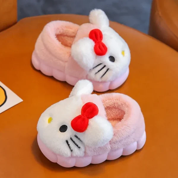 Cover Heel Children's Cute Cartoon Flat Plush Slippers Soft Sole Non-slip Winter Warm Baby Boys Girls Indoor Home Cotton Shoes - Image 4