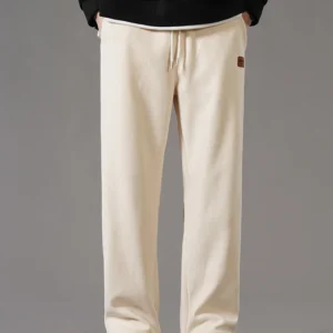 Winter Thick Warm Corduroy Sweatpants Men Fleece Liner Drawstring Straight Loose Track Pants Male Casual Fleece Thermal Trousers