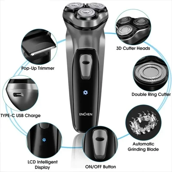 ENCHEN BlackStone Electric Shaver Razor Men Type-C Rechargeable Shaving Beard Machine Intelligent Control Travel Lock 100% New - Image 6