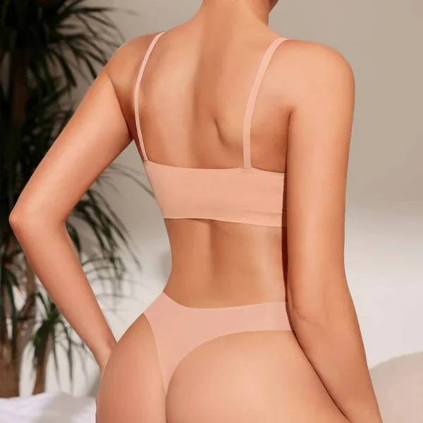 Bra Set Women's T-Back Seamless Wireless Push up Comfort Breathable Yoga Sports Underwear Suit - Image 4