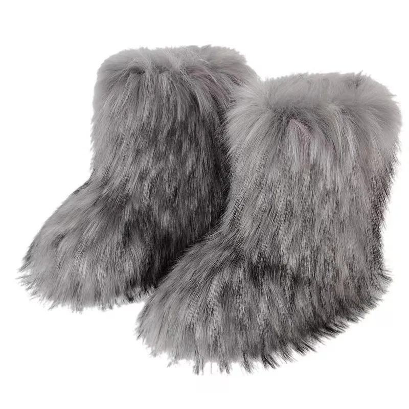 Y2K Fluffy Mid-calf Boots Winter Women Fashion Snow Boots Warm Cotton Shoes - Image 6