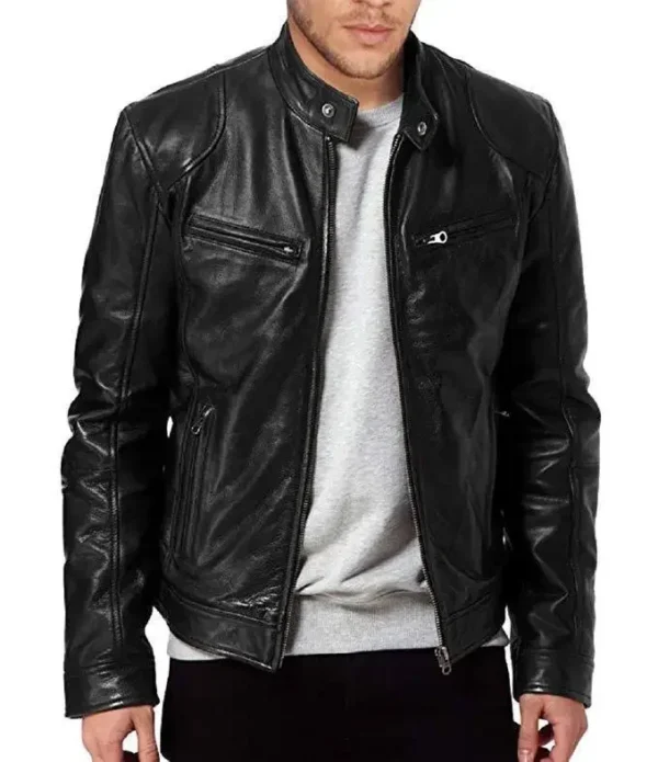 Men's Leather Jacket Bomber Motorcycle Biker Pu Leather Casual Loose Fit Faux Jacket For Men - Image 2