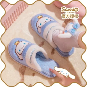 Sanrio Winter Cute Cartoon Non-slip Children's Plush Slippers Soft Sole Flip Flops Kids Girls Boys Indoor Warm Home Cotton Shoes
