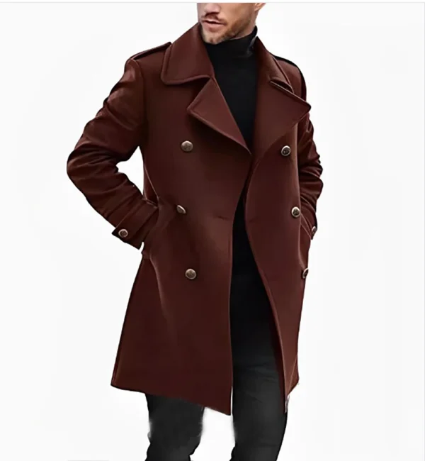 2024 New men's upgraded woolen men's coat for autumn and winter warmth and thickened coat windbreaker