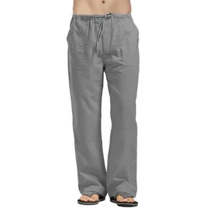 Men's Cotton Linen Pants Joggers Sweatpants Streetwear Breathable Solid Color Linen Trousers Vacation Summer Loose Pants