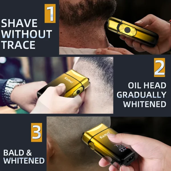 Kemei 7500 RPM Electric Shaver Professional Hair Beard Razor Rechargeable Beard Trimmer Shaving Cutting Machine for Men KM-TX10 - Image 3