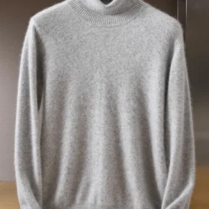 MVLYFLRT Men's 100% pure Mink velvet Cashmere Sweater High Lapels Pullovers Knitted Winter New Tops Long Sleeve High-End Jumpers