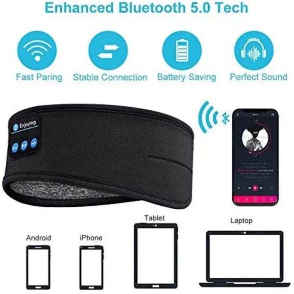 Fone Bluetooth Earphones Sports Sleeping Headband Elastic Wireless Headphones Music Eye Mask Wireless Bluetooth Headset Headband - Image 6