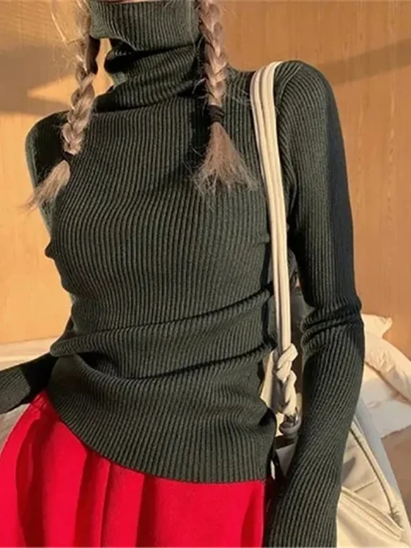 Women Fall Turtleneck Sweater Knitted Soft Pullovers Cashmere Jumpers Basic Soft Sweaters For Women 2024 Autumn Winter - Image 3