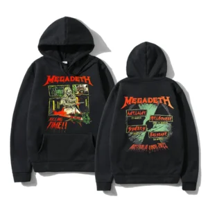 2024 Winter Oversized Essential Men Megadeths 'Hi-Con Vic' (Black) Hoodies Women Thermal Sweatshirt Ladies Long Sleeves Unisex