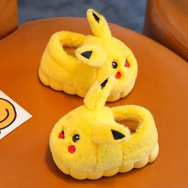 Cover Heel Children's Cute Cartoon Flat Plush Slippers Soft Sole Non-slip Winter Warm Baby Boys Girls Indoor Home Cotton Shoes - Image 5