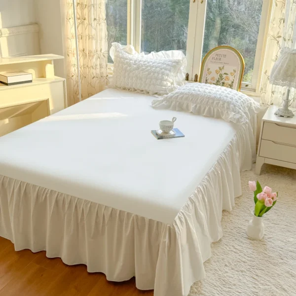 Korean Princess Style Lace Ruffles Bedding Set Skin-friendly Soft Seersucker Duvet Cover Set Bed Sheet Or Bed Skirt Pillowcases