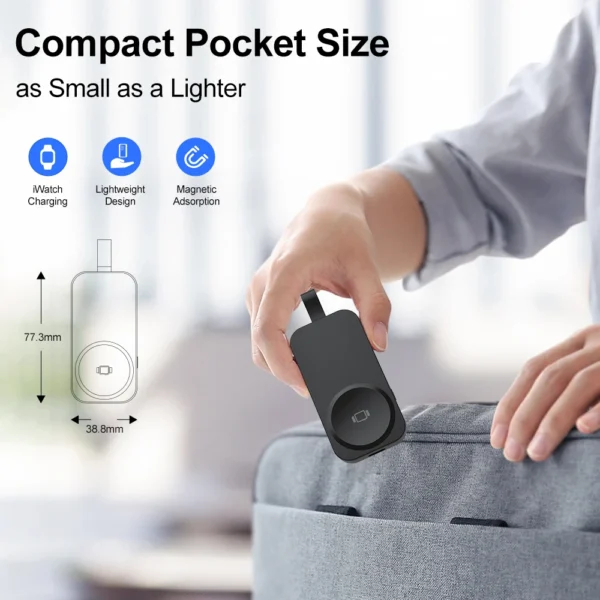 Magnetic Wireless Chargers With 1000 mAh Power Bank Portable Wireless Charging Station For iWatch 9/8/Ultra/Ultra 2/SE - Image 2