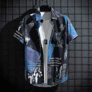 Men's Short sleeve Print Shirts Thin Beach Top Seaside Leisure Men's Essential Clothes