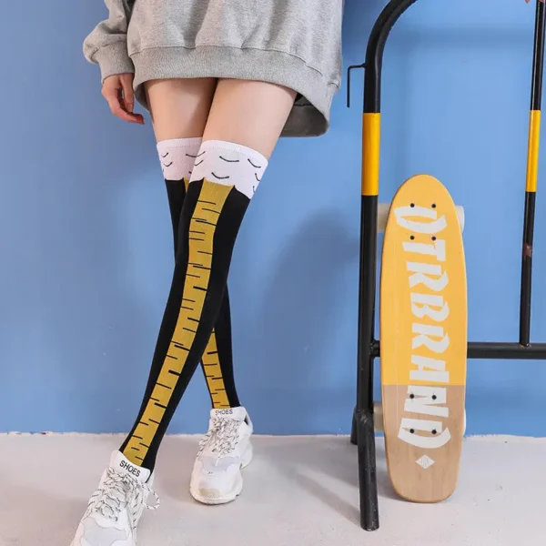 Funny Chicken Paw Stocking Over-knee Pressure Thin Leg Long Stockings Women Spring Autumn Winter Middle High School Girls Socks - Image 3