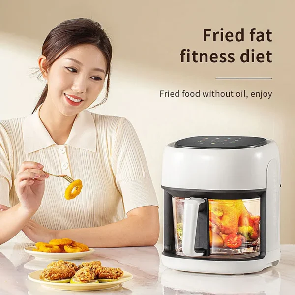 Smart Electric Air Fryer Large Capacity Convection Oven Deep Fryer Without Oil Kitchen 360°Baking Viewable Window Home Applianc