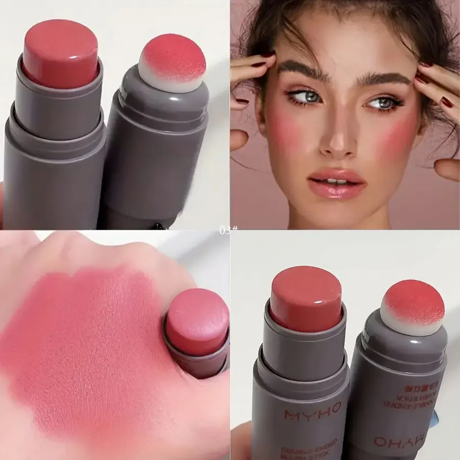 Blush Stick Double-ended Expansive Color Natural Long Lasting Matte Makeup Monochrome Creamy Rouge Blush Stick - Image 5