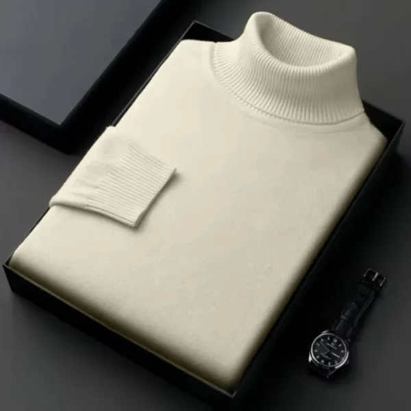 New Mens Long Sleeve Knitted Sweaters Solid Color Turtleneck Coats Slim Fit Pullover Men Clothing Lightweight Streetwear - Image 3
