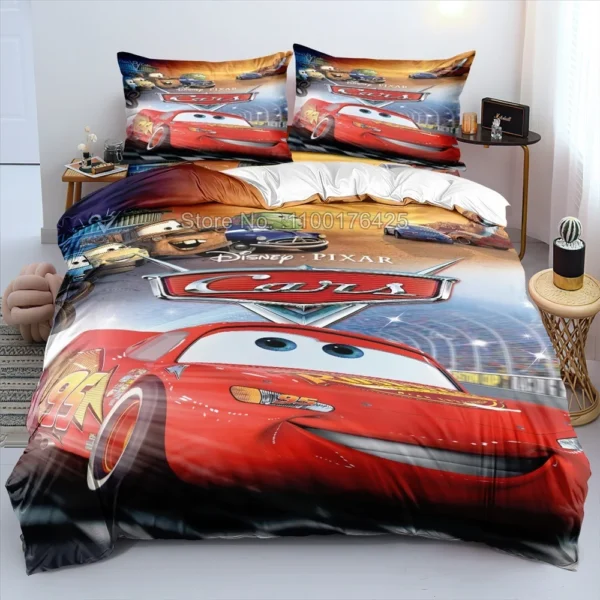 Cars Lightning McQueen Mater 3D Print Bedding Set Comforter Cover With Pillowcase Soft Duvet Cover Set for Children Boys Gift ﻿