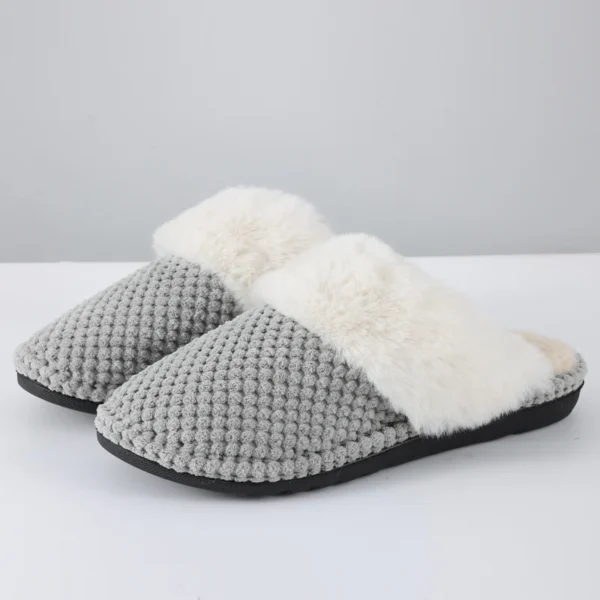Shevalues New Plush Women Slippers Warm Fluffy Slippers Indoor Memory Foam Home Cotton Shoes Comfy Winter Women Non-Slip Slipper